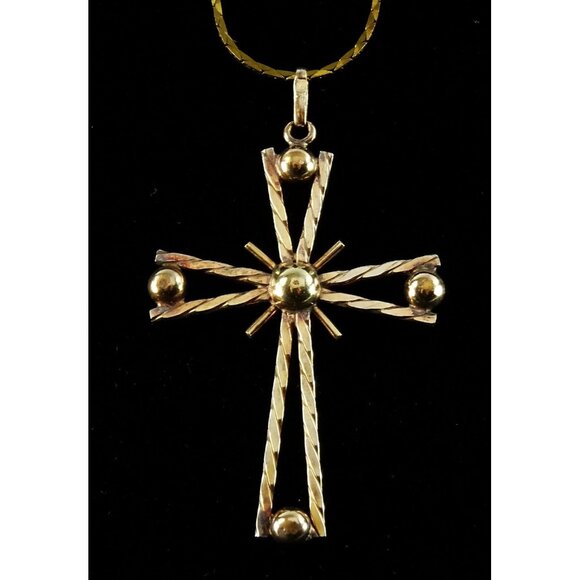 Atomic Mod Cross Pendant on Chain Necklace - Picture 1 of 4